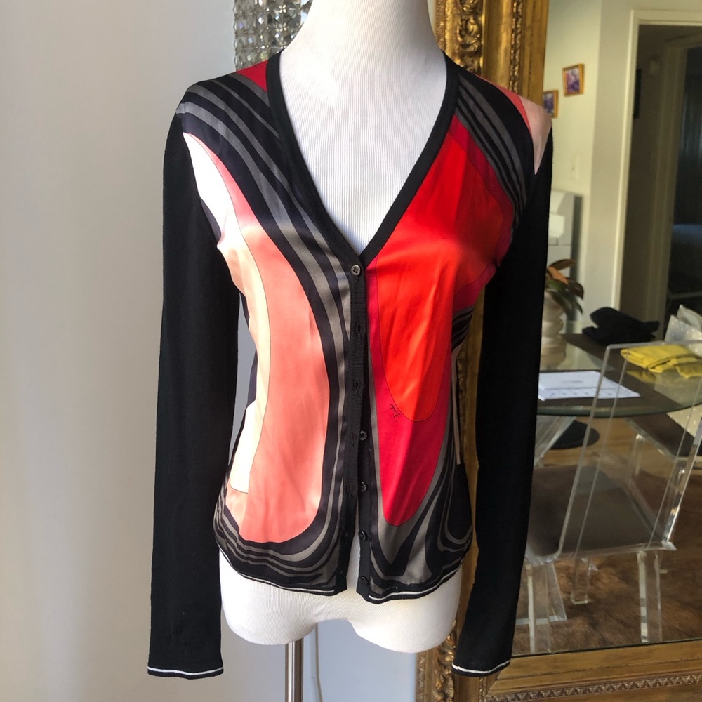 Emilio Pucci Stylish multicolor silk and wool Cardigan size 10